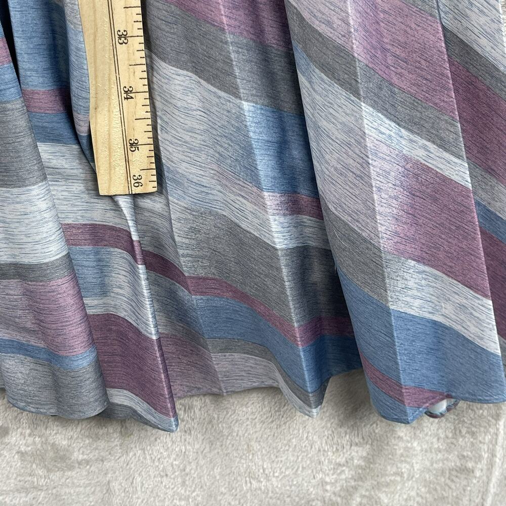 Vtg 80s Cue Fashions Striped Pleated Midi Dress Size 16.5 Large Retro Glamoratti - Picture 13 of 16